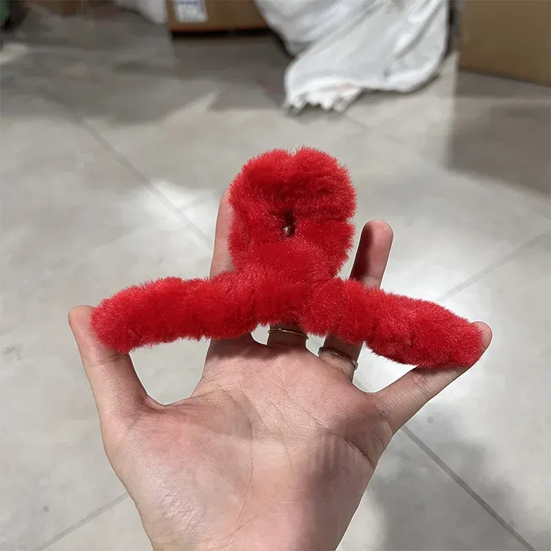 Griffe en peluche pour femme, pince crabe en acrylique élégante, accessoire pour cheveux d'automne et d'hiver 8