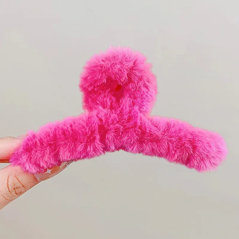 Griffe en peluche pour femme, pince crabe en acrylique élégante, accessoire pour cheveux d'automne et d'hiver 12