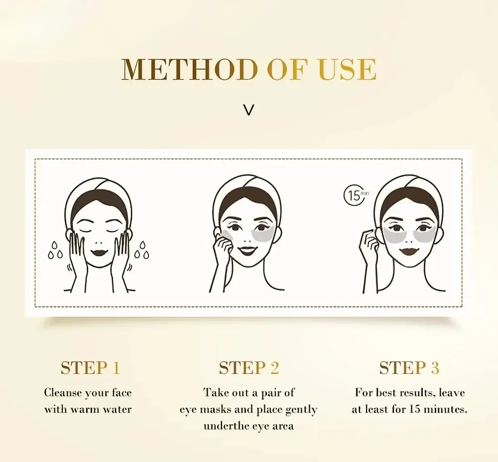 Masque pour les yeux doré, vue rapprochée