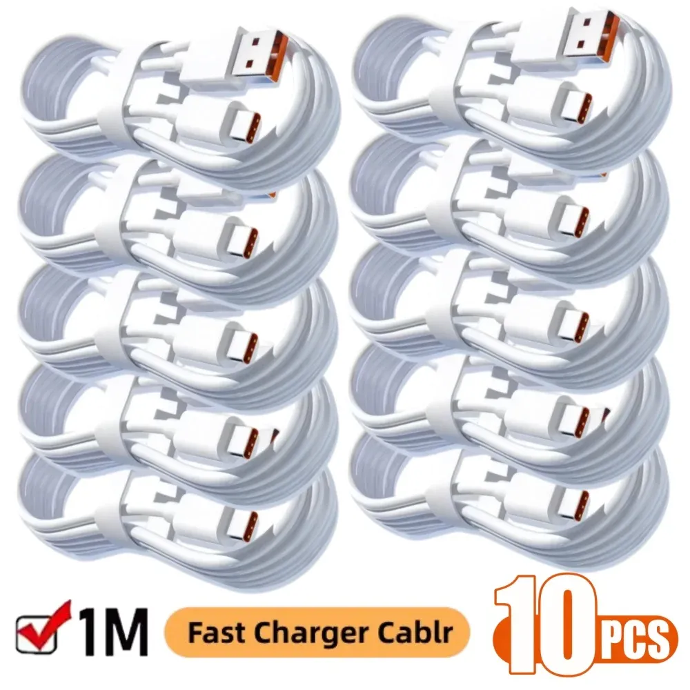Câble USB-A vers USB-C de charge rapide 120 W 6 A, lot de 10, transfert de données haut débit, compatible Samsung, Xiaomi et Huawei