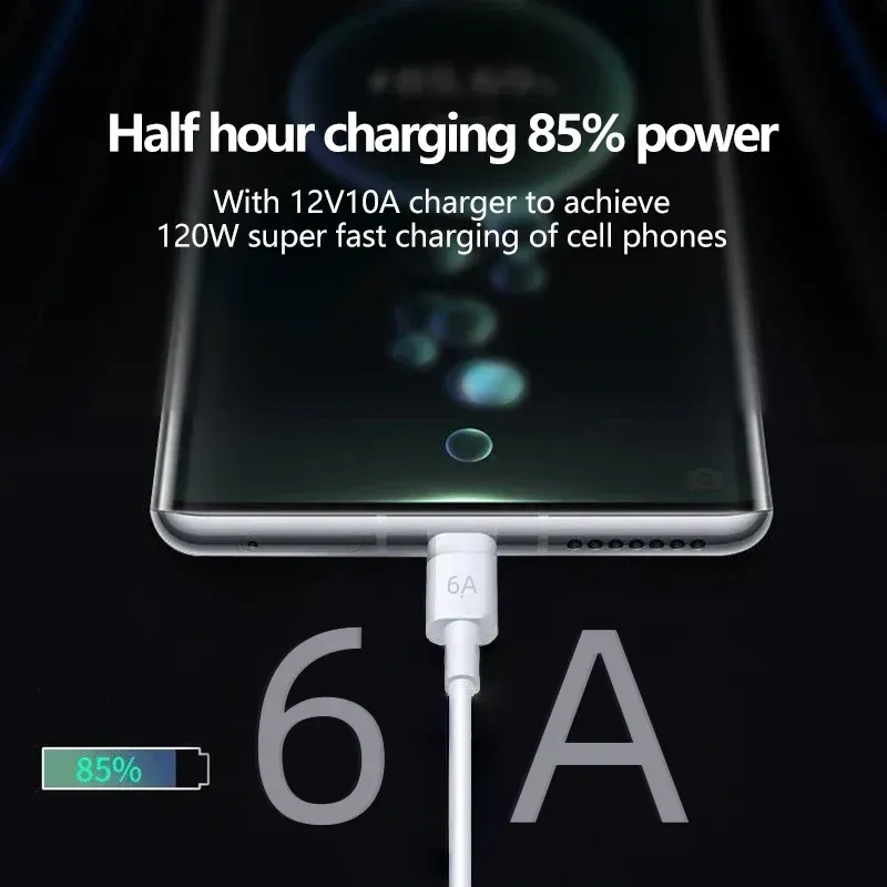 Câble USB-A vers USB-C de charge rapide 120 W 6 A, lot de 10, transfert de données haut débit, compatible Samsung, Xiaomi et Huawei 3