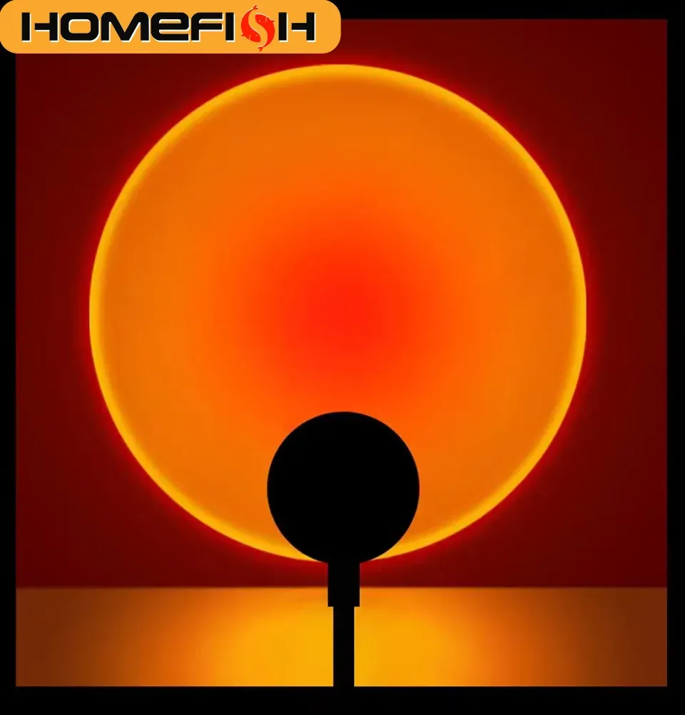 Lampe de projection LED HOMEFISH effet coucher de soleil, lumière d'ambiance USB pour chambre et salon - Image 1