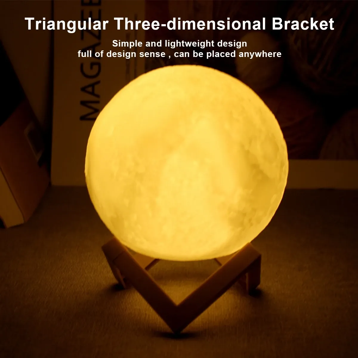 Veilleuse LED lune avec support étoilé, fonctionnement sur piles 2