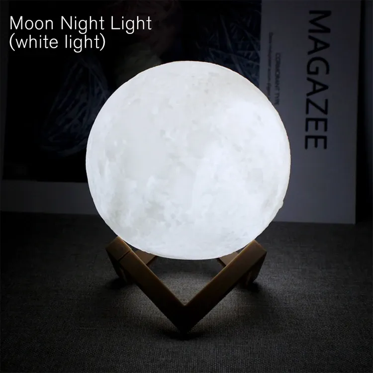 Veilleuse LED lune avec support étoilé, fonctionnement sur piles 7