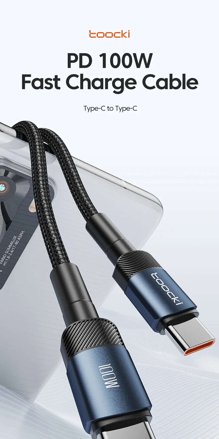 Câble USB-C Toocki, vue d'ensemble du design