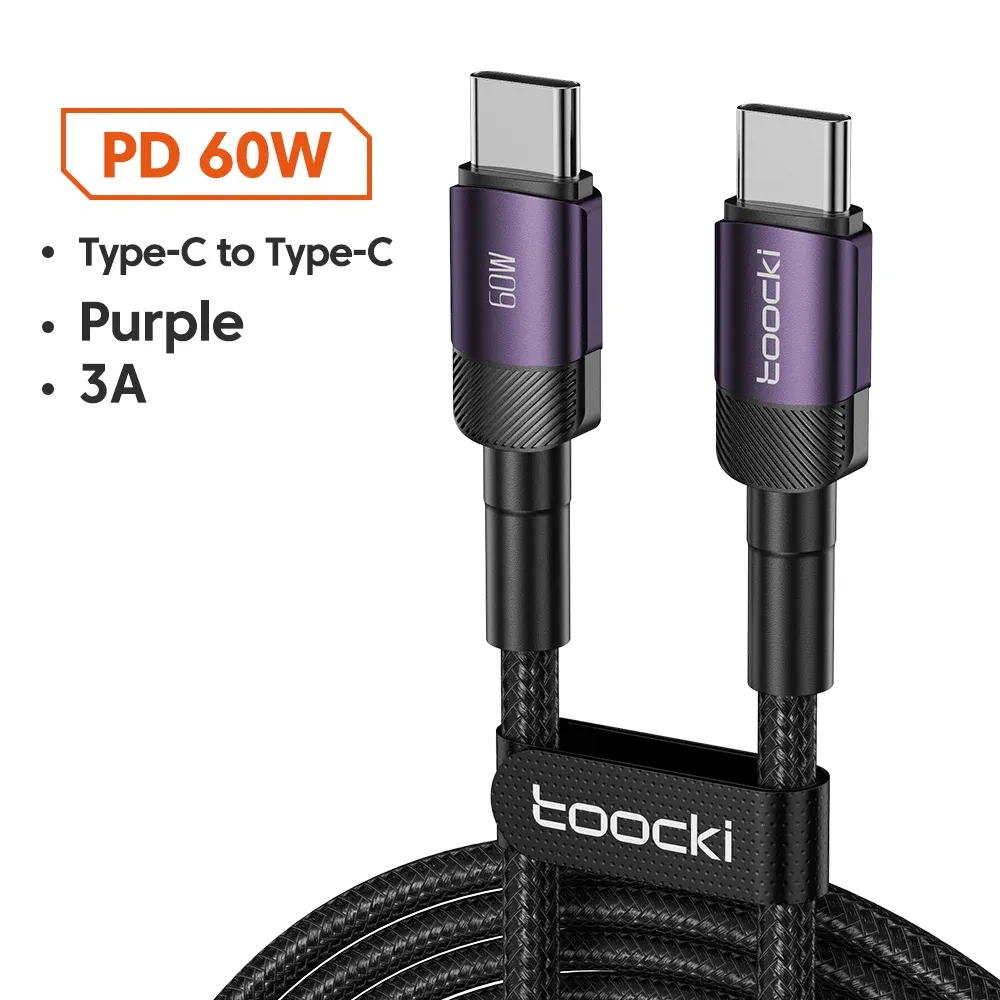 Câble USB-C vers USB-C Toocki 100 W, charge rapide PD 3.0 pour MacBook, Huawei, Xiaomi, POCO et Samsung 14