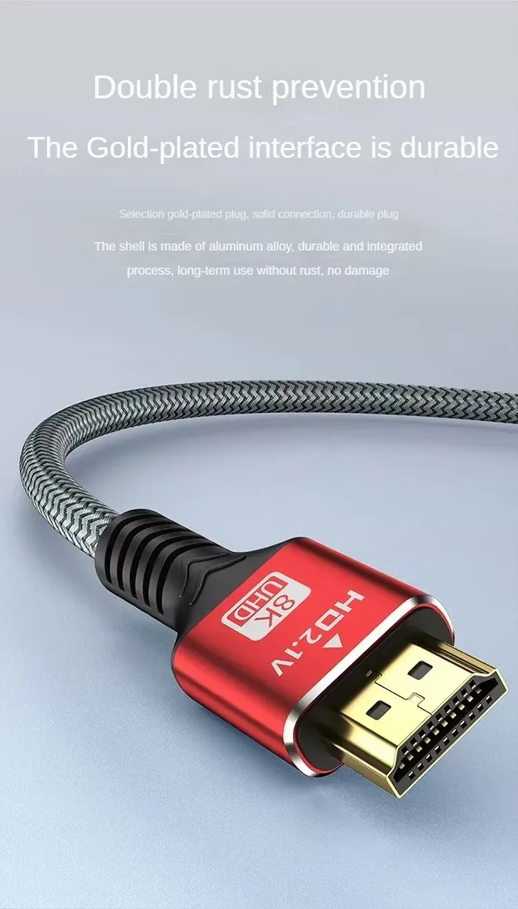 Câble HDMI haute vitesse 8K, détail des connecteurs