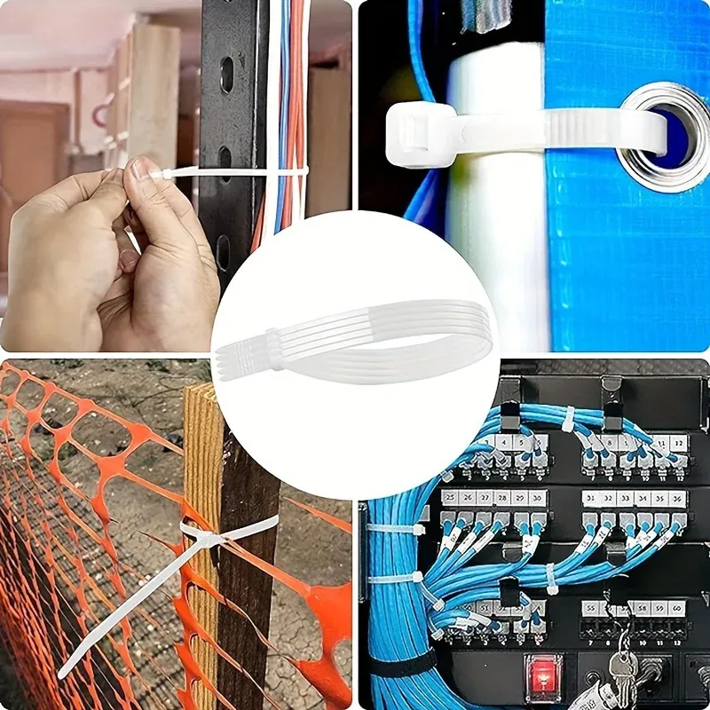 Attaches de câbles noires, lot de 100, haute résistance à la traction, résistantes aux UV, autobloquantes pour la gestion des câbles à la maison et au bureau 6