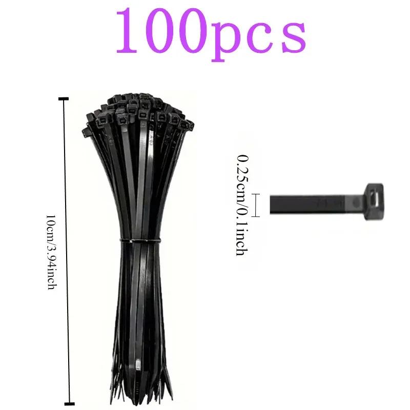 Attaches de câbles noires, lot de 100, haute résistance à la traction, résistantes aux UV, autobloquantes pour la gestion des câbles à la maison et au bureau 10