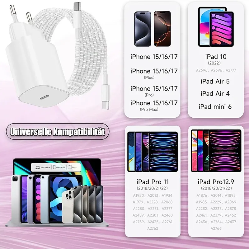 Chargeur rapide Apple PD 40 W d'origine, USB-C, compatible iPhone 17, 16, 15, 14, 13, 12 Pro Max, Samsung, Xiaomi, câble USB-C vers Lightning 6