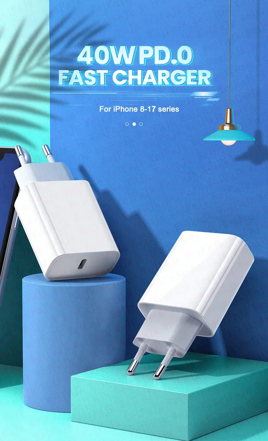Chargeur rapide USB-C Apple PD, vue d'ensemble