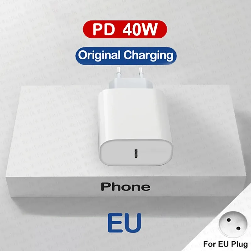 Chargeur rapide Apple PD 40 W d'origine, USB-C, compatible iPhone 17, 16, 15, 14, 13, 12 Pro Max, Samsung, Xiaomi, câble USB-C vers Lightning 14