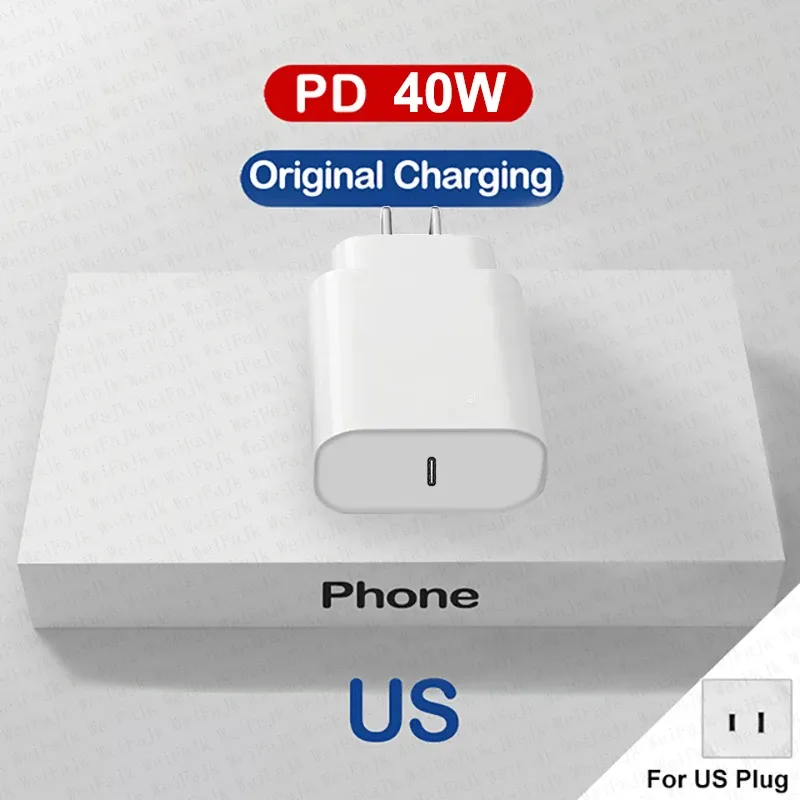 Chargeur rapide Apple PD 40 W d'origine, USB-C, compatible iPhone 17, 16, 15, 14, 13, 12 Pro Max, Samsung, Xiaomi, câble USB-C vers Lightning 13