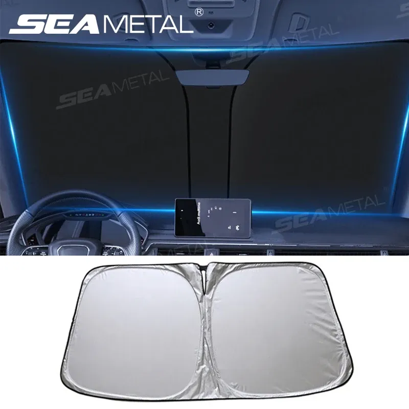 Pare-soleil pliable pour pare-brise avant de voiture SEAMETAL, bloc UV et réfléchissant