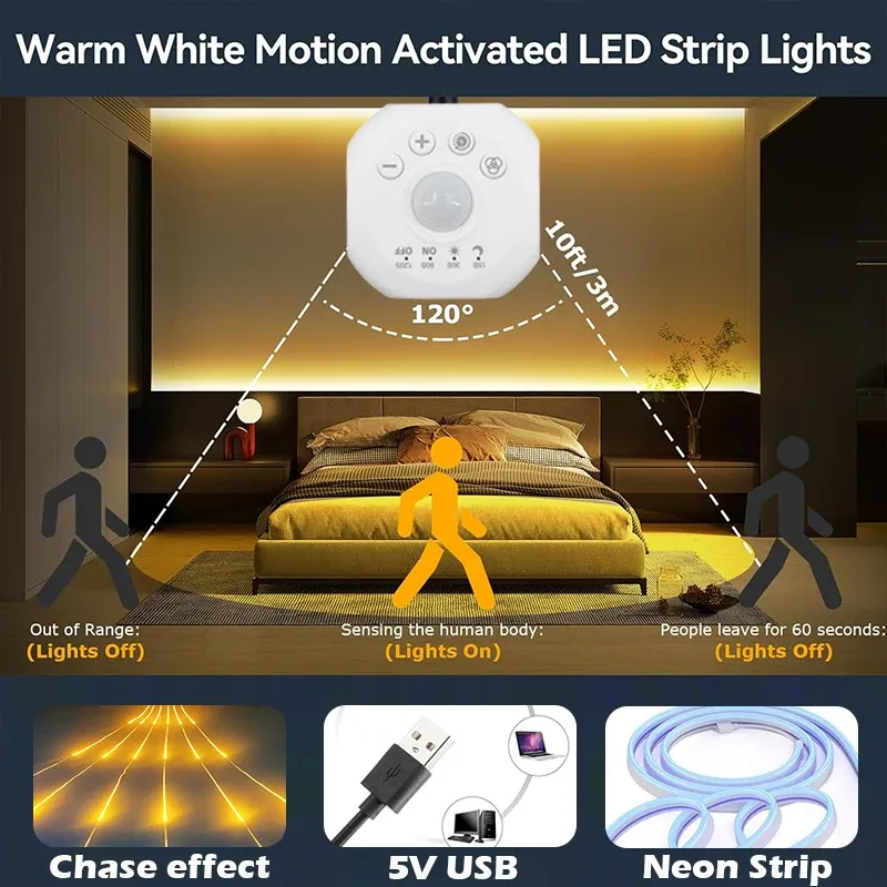 Éclairage LED installé sous un escalier