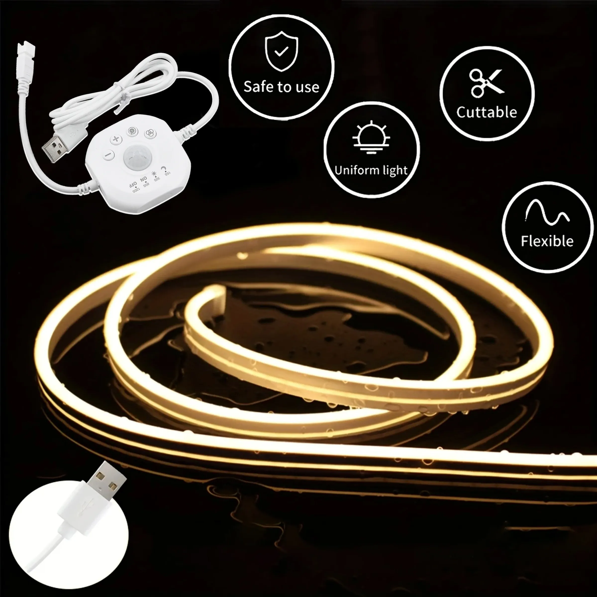 Bande lumineuse LED à détection de mouvement pour escalier, lit et placard 8