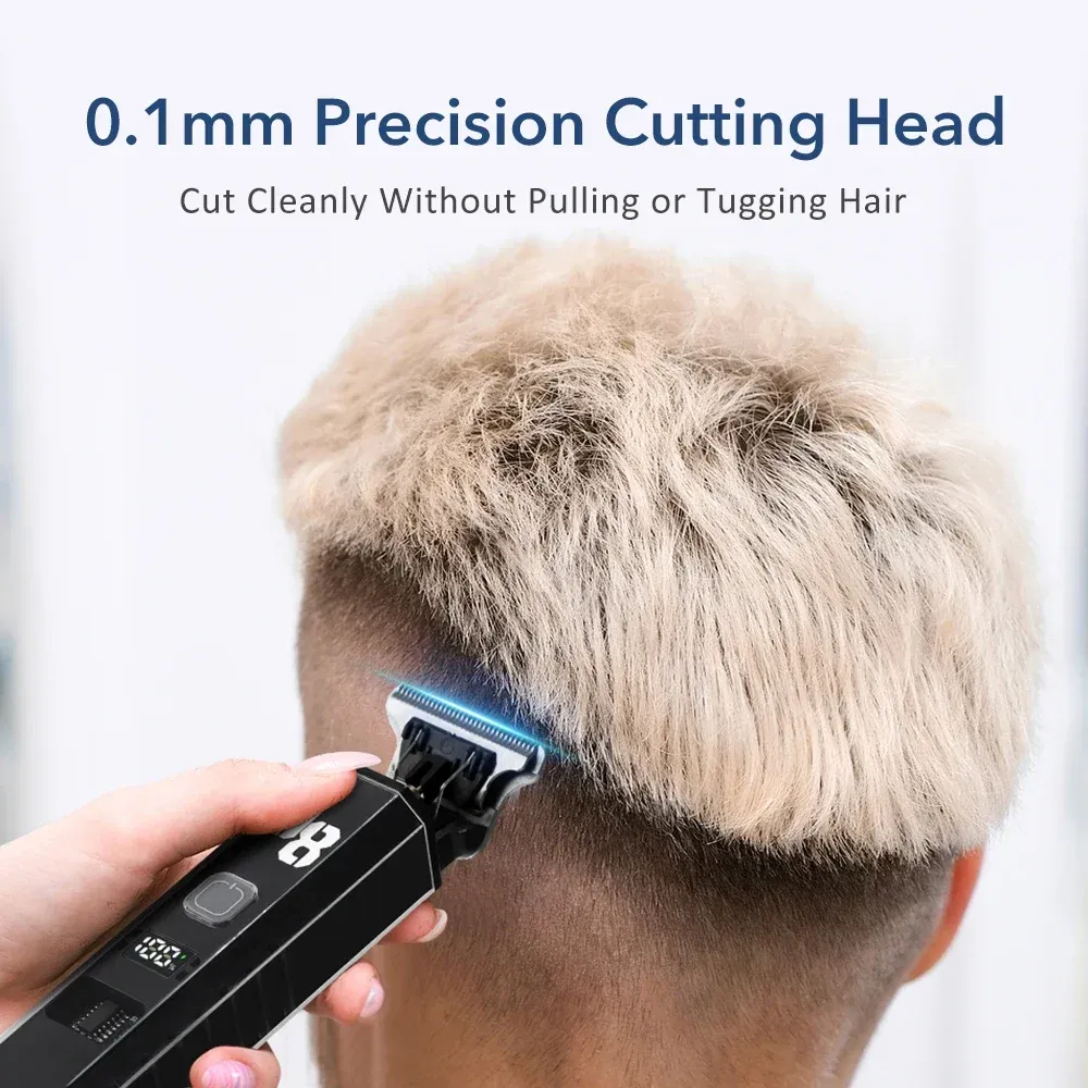 Tondeuse à cheveux et barbe sans fil pour hommes, rechargeable, avec écran LED 3
