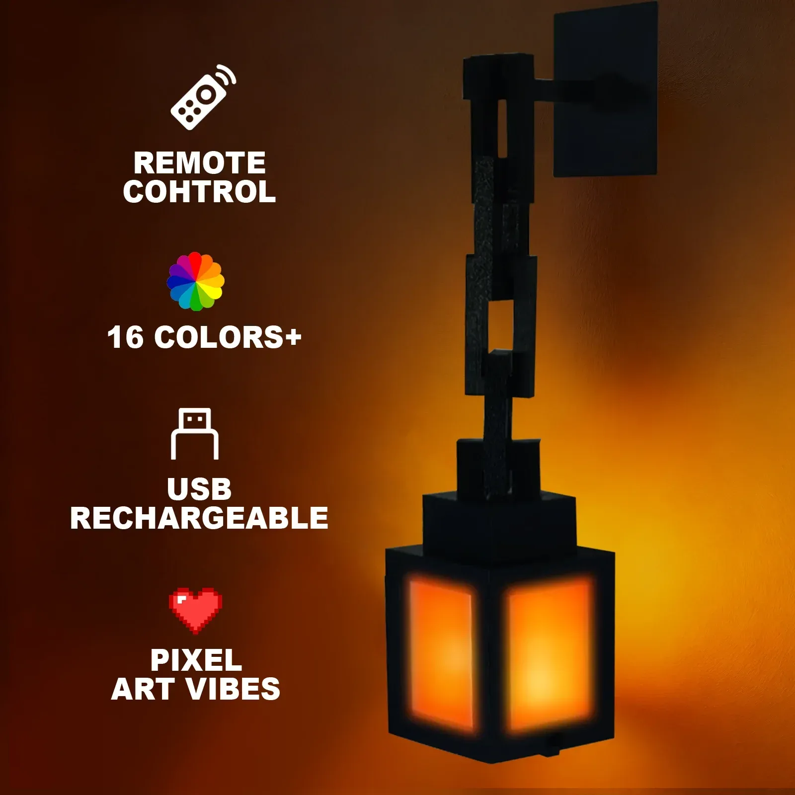 Lanterne portable pixel 2026 à 16 couleurs avec télécommande RGB