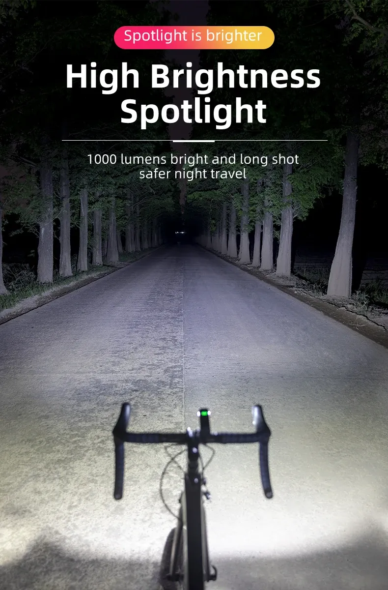 Phare vélo OFFBONDAGE en utilisation nocturne
