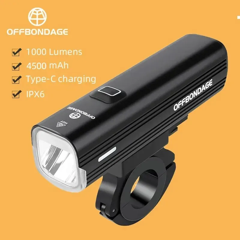 Lampe de vélo OFFBONDAGE 1000 lumens rechargeable par USB pour guidon 8