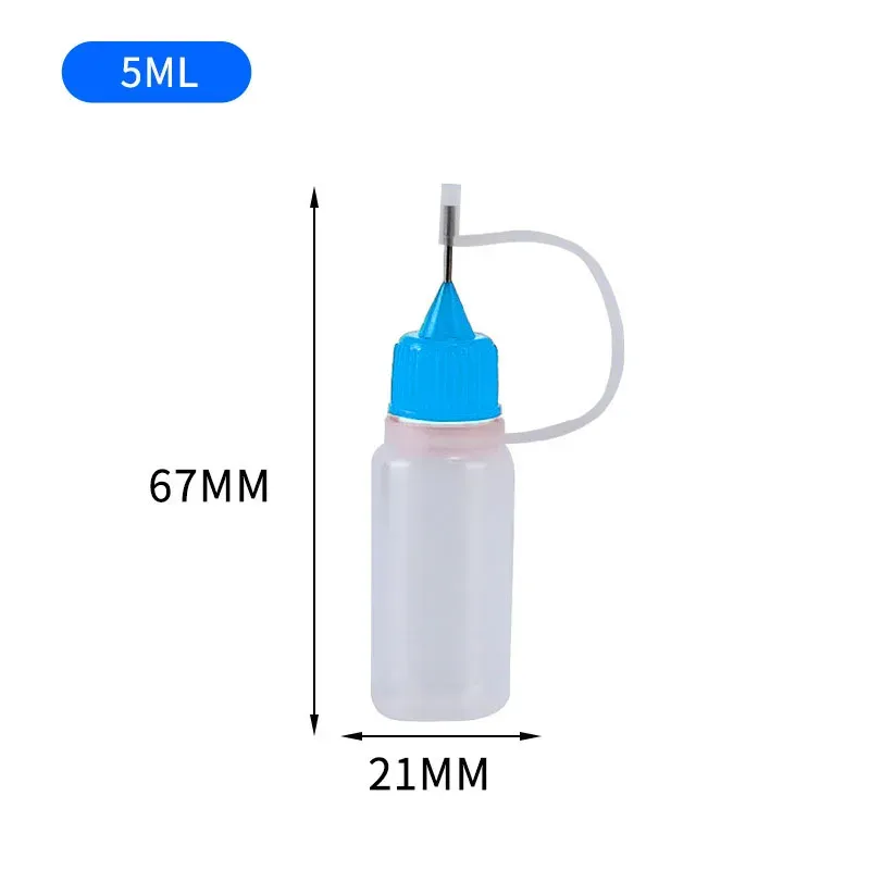 Wait, the title is already in French. Translating it into clean, professional French, removing the spammy list of sizes is not required by the instruction (only keywords stuffing), so I'll refine it:

Bouteilles compte-gouttes rechargeables en PE de 5, 10, 20, 30, 100 et 120 ml avec applicateur compressible à pointe aiguille pour huiles 12