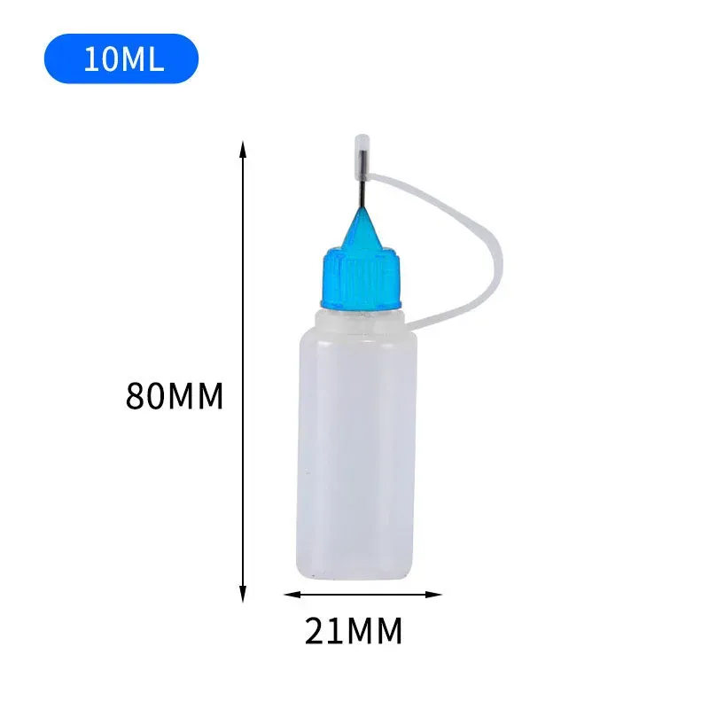 Wait, the title is already in French. Translating it into clean, professional French, removing the spammy list of sizes is not required by the instruction (only keywords stuffing), so I'll refine it:

Bouteilles compte-gouttes rechargeables en PE de 5, 10, 20, 30, 100 et 120 ml avec applicateur compressible à pointe aiguille pour huiles 13
