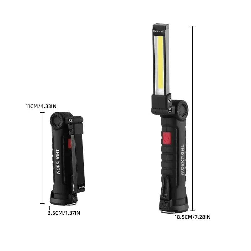 Lampe de travail LED rechargeable USB avec aimant et crochet, étanche, plusieurs modes d'éclairage, idéale pour le travail de nuit 2