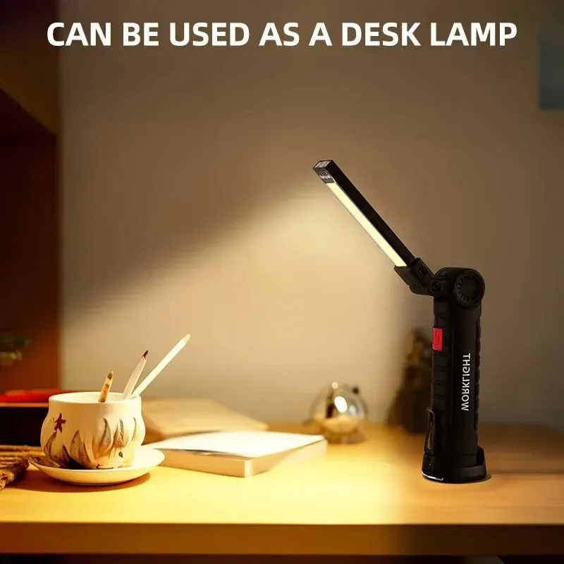 Lampe de travail LED rechargeable USB avec aimant et crochet, étanche, plusieurs modes d'éclairage, idéale pour le travail de nuit 5