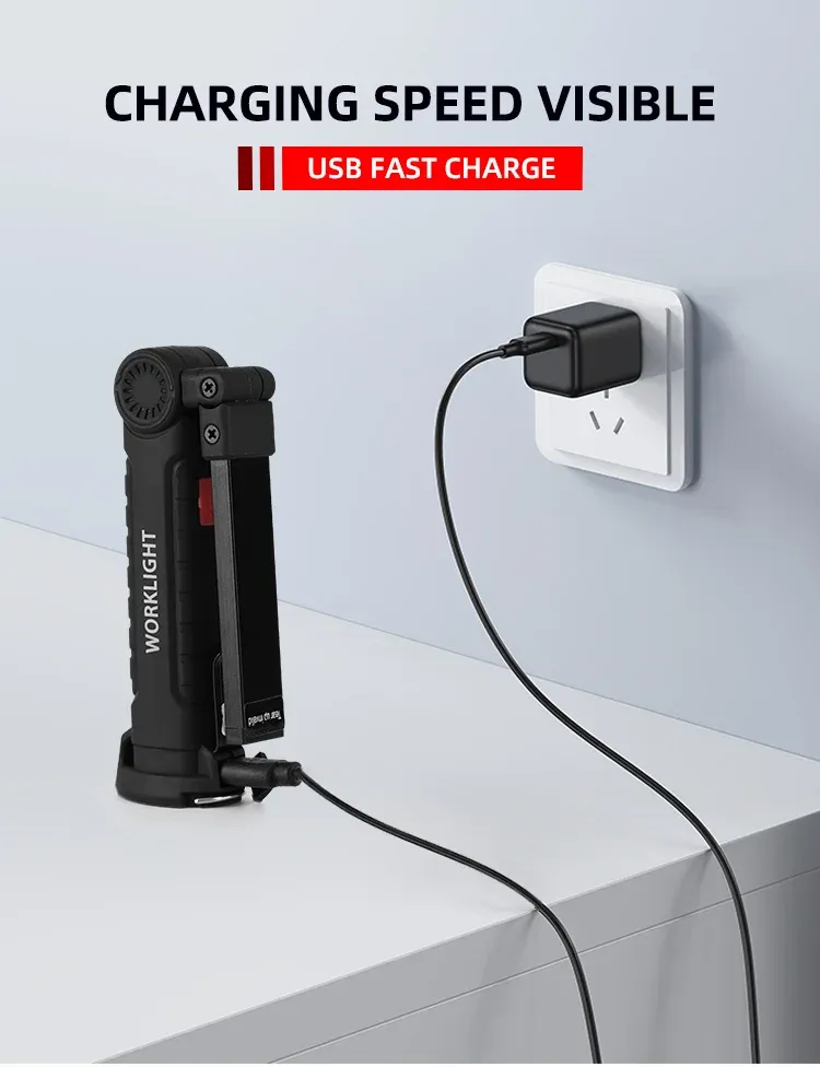 Lampe LED aimantée fixée sur une surface métallique