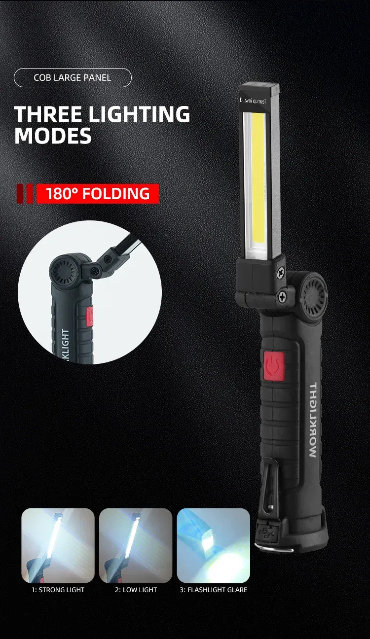 Lampe LED aimantée et crochetable en situation