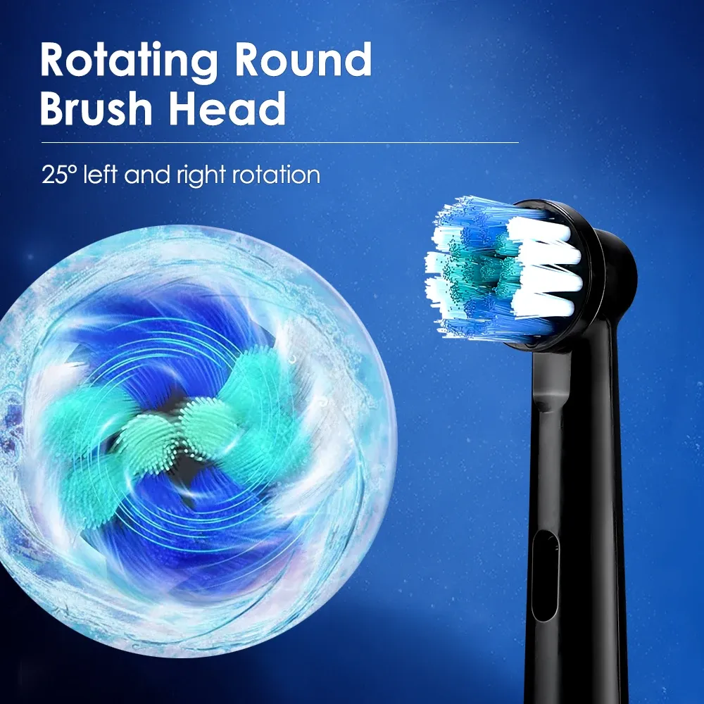 Brosse à dents électrique rotative intelligente rechargeable avec 4 têtes de remplacement, souple et idéale pour adultes 2