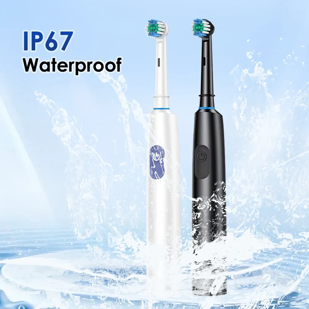 Brosse à dents électrique rotative intelligente rechargeable avec 4 têtes de remplacement, souple et idéale pour adultes 6