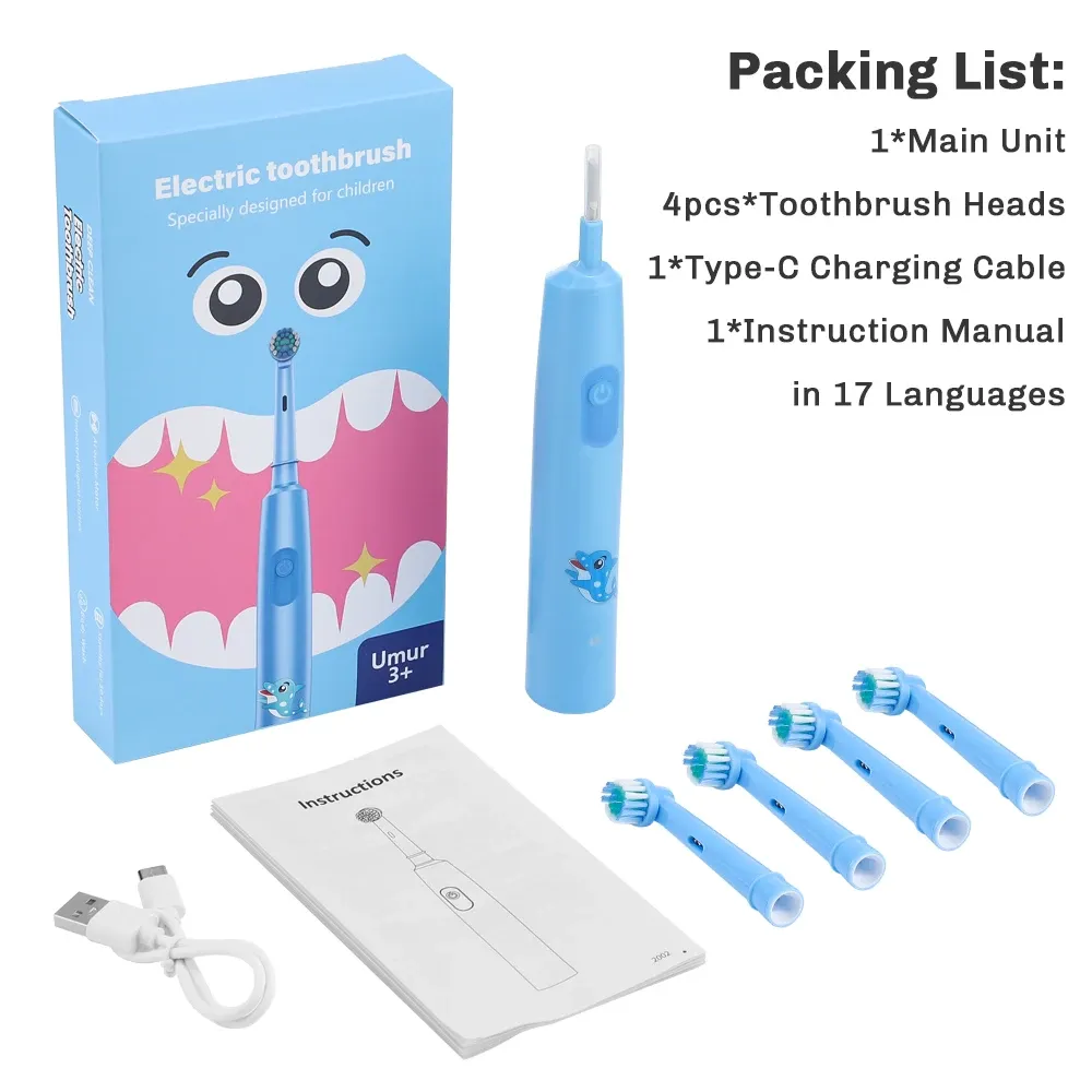 Brosse à dents électrique rotative intelligente rechargeable avec 4 têtes de remplacement, souple et idéale pour adultes 8
