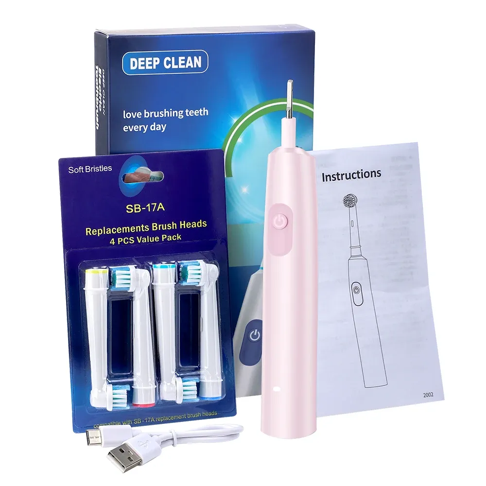 Brosse à dents électrique rotative intelligente rechargeable avec 4 têtes de remplacement, souple et idéale pour adultes 11