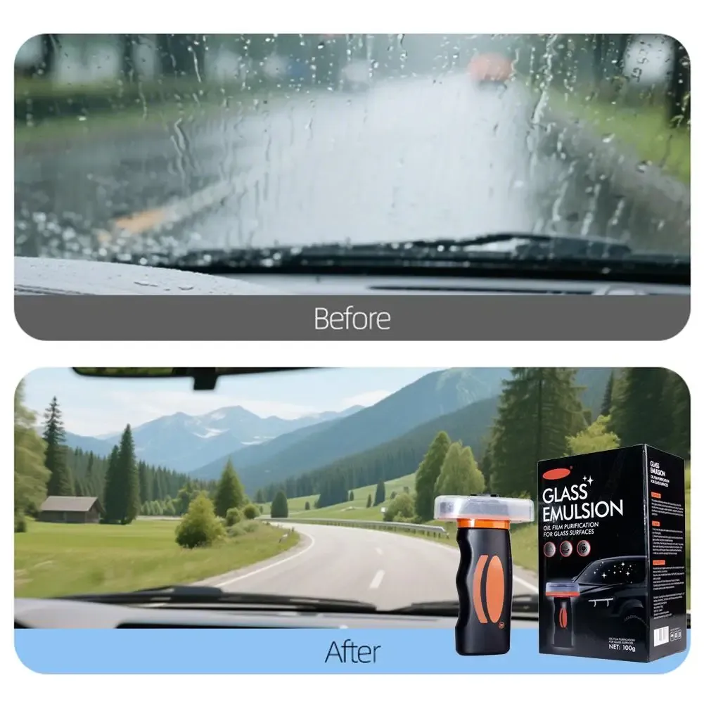 Dissolvant de film d'huile portatif à émulsion pour verre, nettoyant pour pare-brise de voiture pour vitres avant, latérales et arrière, nettoyage automatique des vitres 6