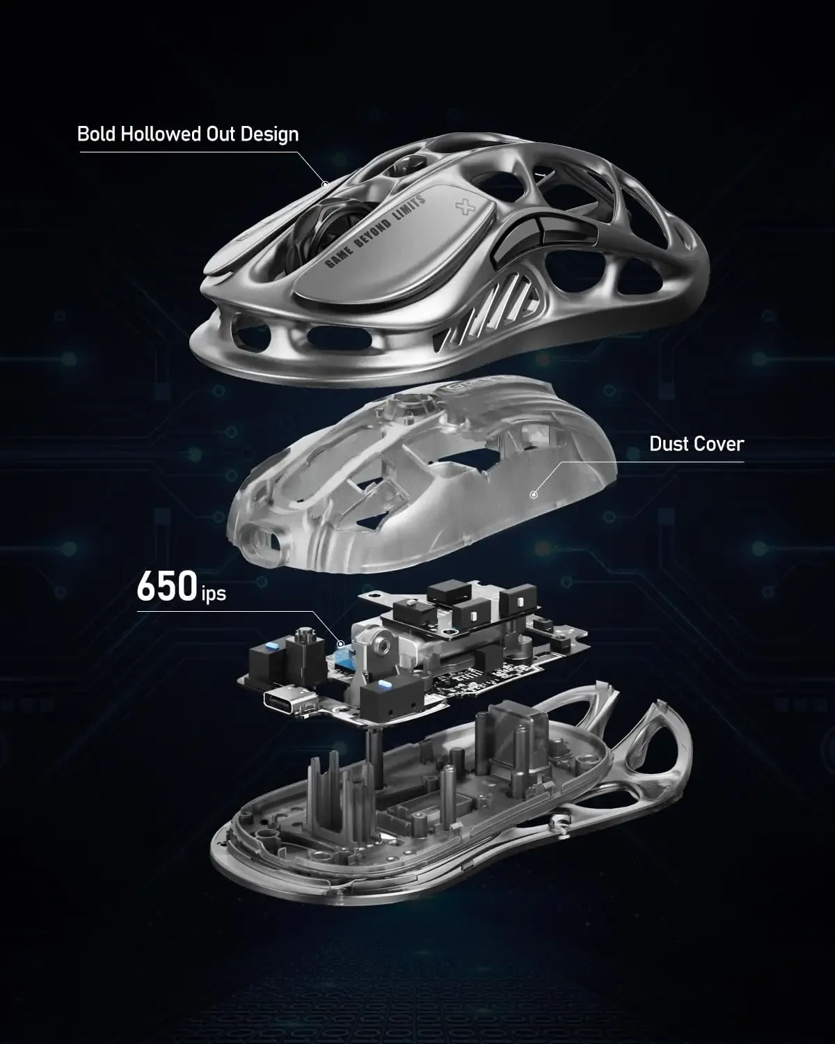 Souris gaming GravaStar Mercury M1 Pro, en situation de jeu