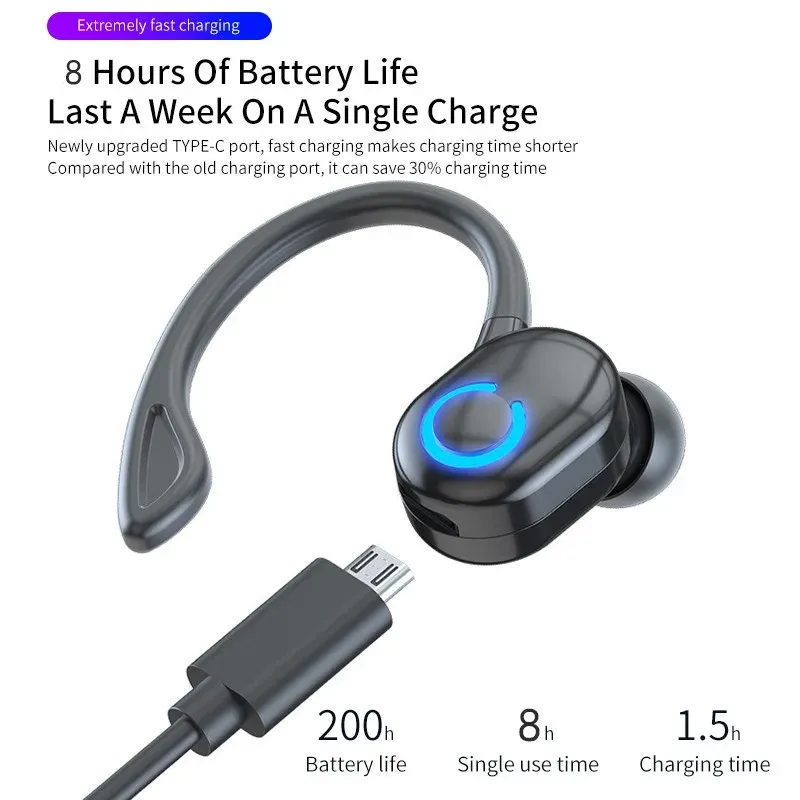 Écouteurs sans fil TWS Sport, casque Bluetooth 5.2 avec micro, compatible iPhone, Samsung et Xiaomi 4