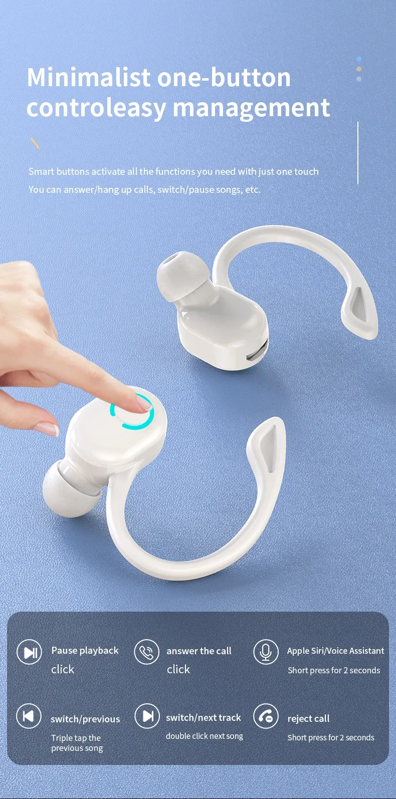 Écouteurs sans fil Sport, étui et accessoires