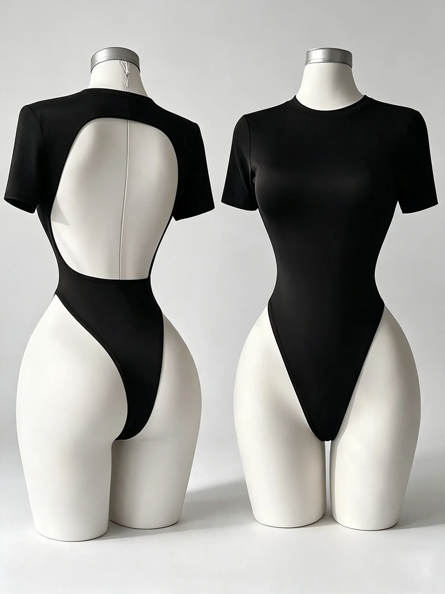 Body dos nu pour femme, uni, coupe confortable