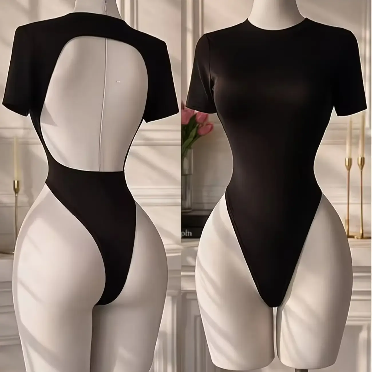 Body dos nu pour femme, uni, coupe confortable 9