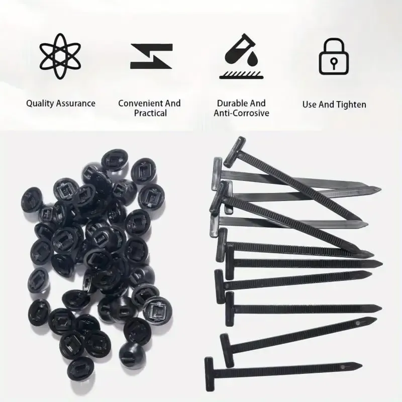 Attaches de câble en plastique, 50/100 pièces, enveloppe en nylon, clips de fixation fixes, fixation de tuyau de voiture, sangle à fermeture éclair, câble en nylon réutilisable autobloquant 4