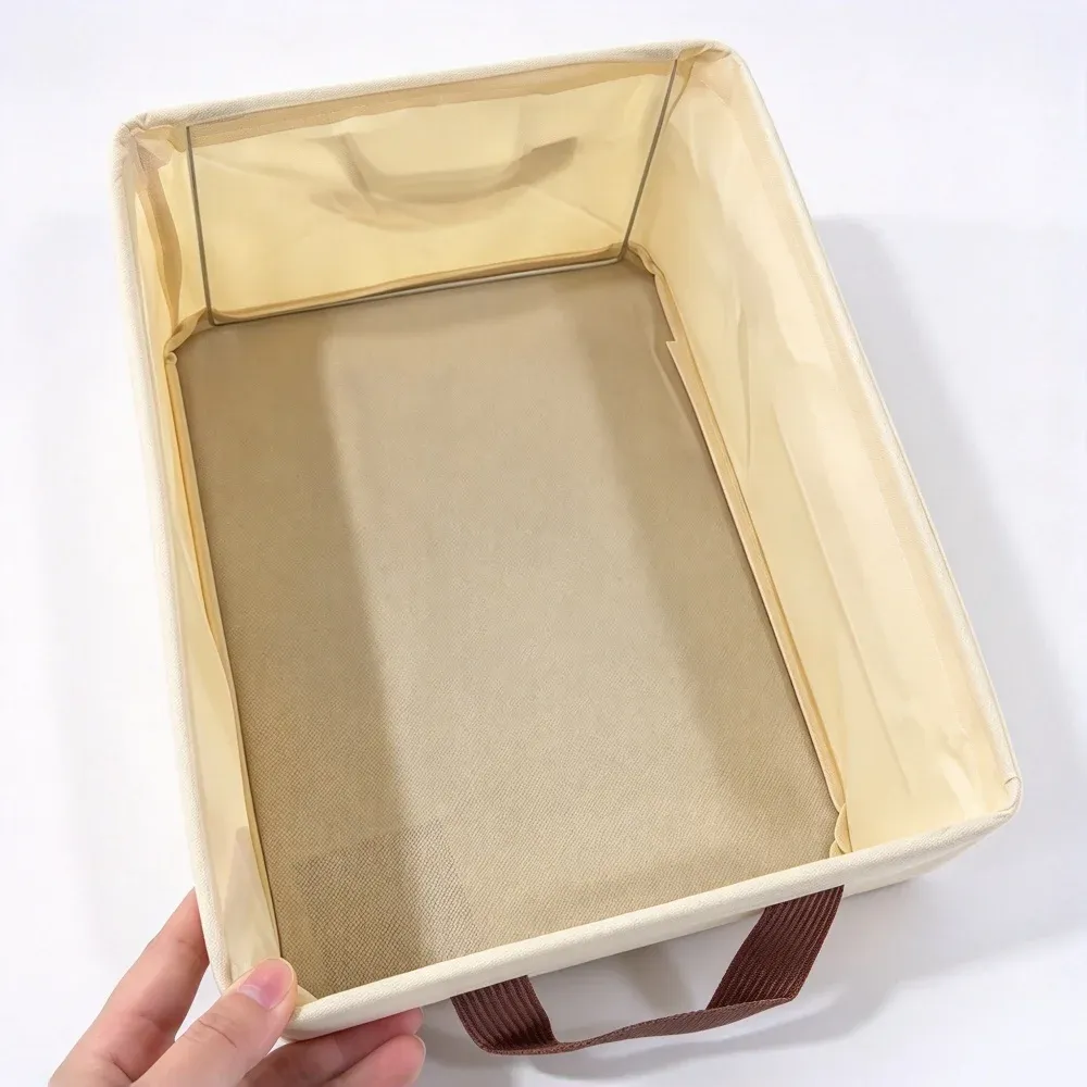 Boîte de rangement en tissu, détail de finition