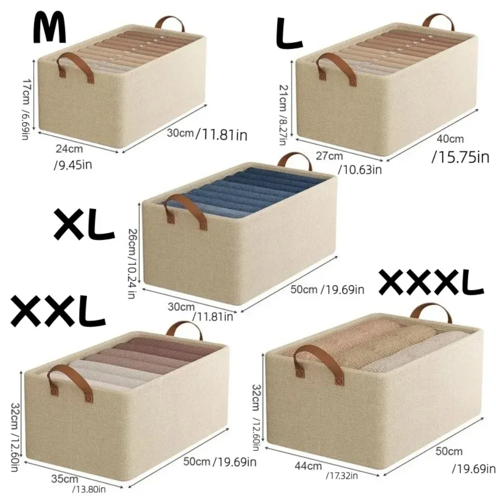Boîte de rangement pliable en tissu pour la maison – Organisateur de garde-robe pour vêtements et pantalons, empilable 7