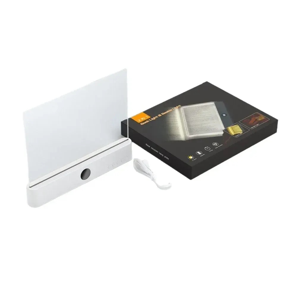 Lampe de lecture LED à panneau plat, protection des yeux, vision nocturne, rechargeable, pour étudiants, utilisation en intérieur, 2 en 1, lampes de nuit 6