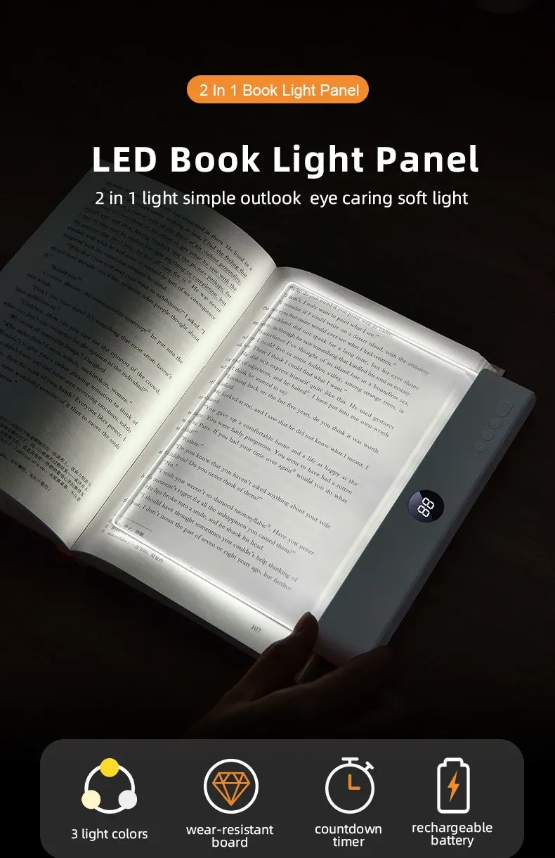 Lampe de lecture LED à panneau plat au design épuré