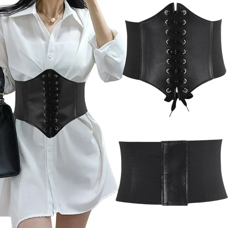 Corset femme gainant amincissant sexy, ceinture large en cuir, ceinture-corset taille haute pour femme - Image 1