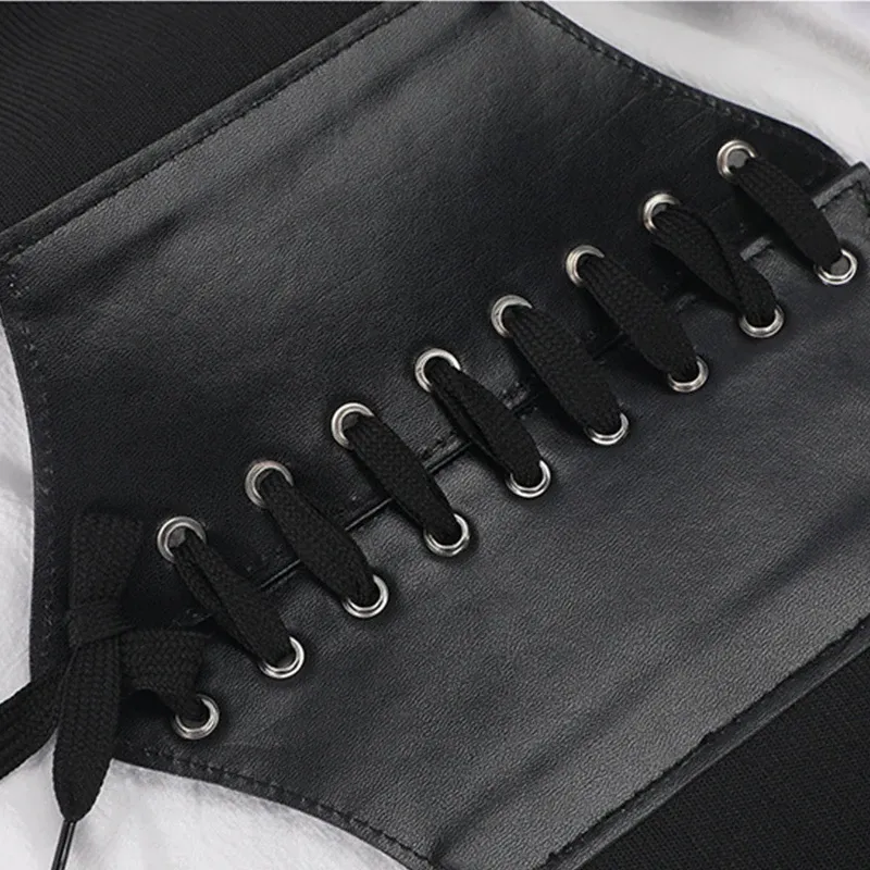 Corset femme gainant amincissant sexy, ceinture large en cuir, ceinture-corset taille haute pour femme 4