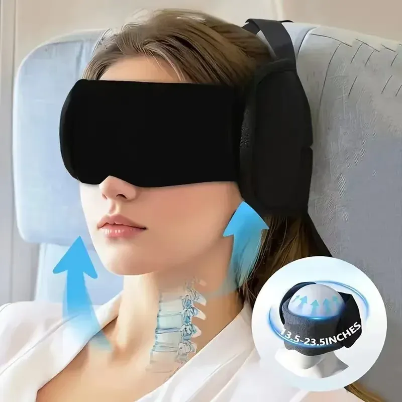 Oreiller de voyage avec masque occultant respirant, fixation intégrée et support 2