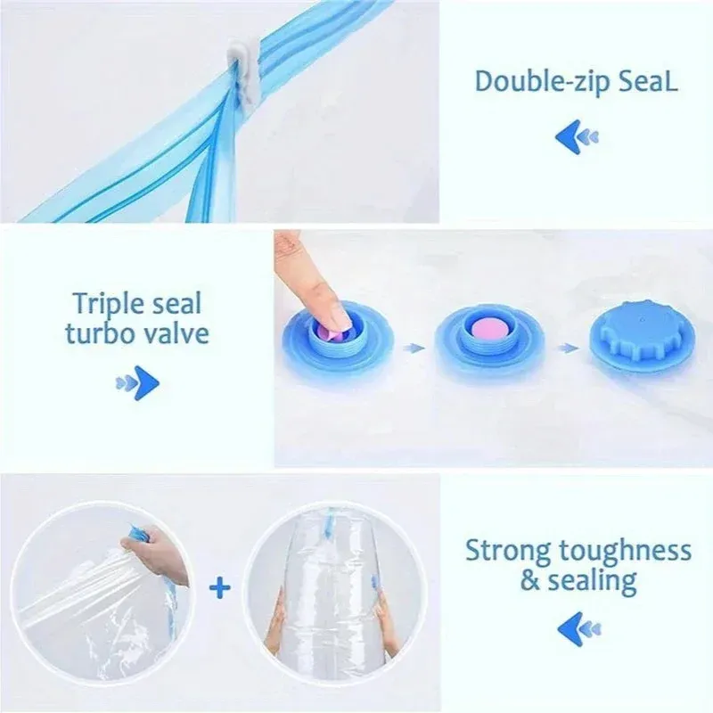 Lot de 3/5/10 Sacs de Rangement sous Vide pour Vêtements et Literie, Sacs de Compression Gain de Place, Pliables et Réutilisables, Fermeture Hermétique 4