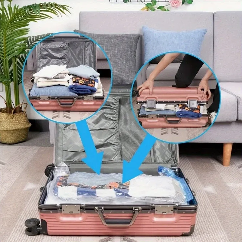 Lot de 3/5/10 Sacs de Rangement sous Vide pour Vêtements et Literie, Sacs de Compression Gain de Place, Pliables et Réutilisables, Fermeture Hermétique 6